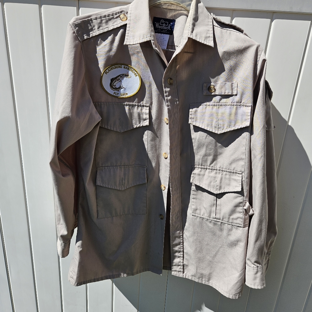 Woolrich Mens Long Sleeve Button Up Fishing Shirt Size M Medium Vintage 🦈🐟